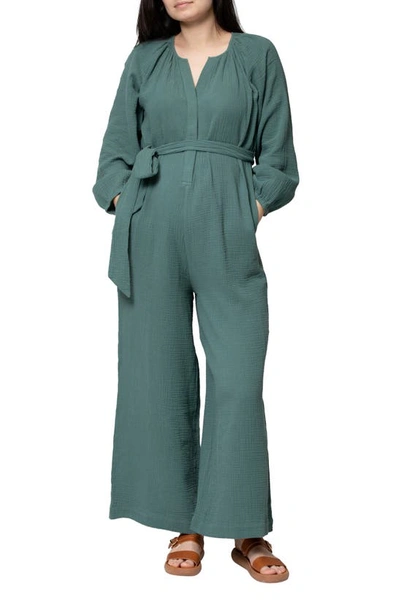 Shop Nom Maternity Alma Maternity/nursing Jumpsuit In Eucalyptus