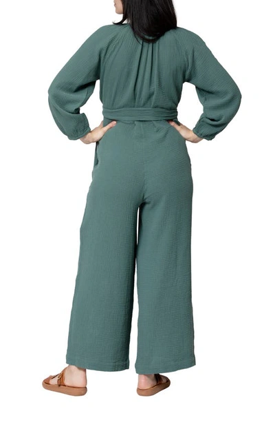 Shop Nom Maternity Alma Maternity/nursing Jumpsuit In Eucalyptus