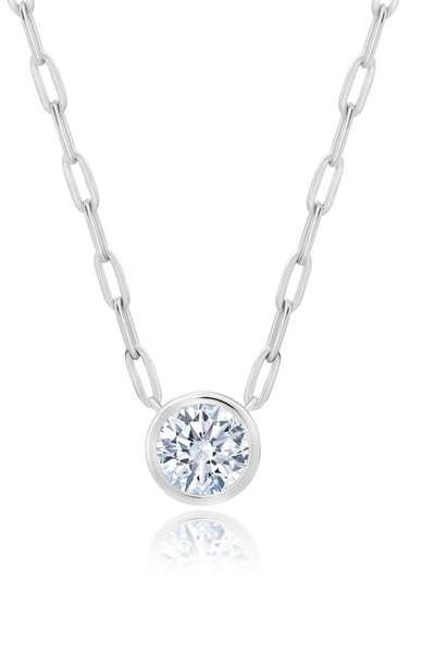 Shop Crislu Brilliant Bezel Set Cubic Zirconia Pendant Necklace In Platinum