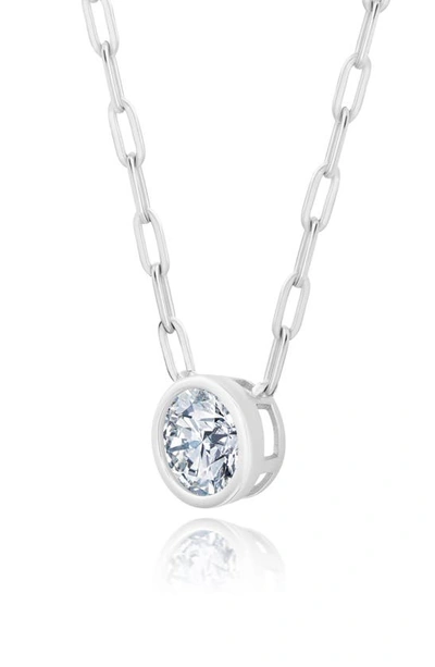 Shop Crislu Brilliant Bezel Set Cubic Zirconia Pendant Necklace In Platinum