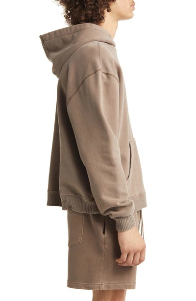 Shop Elwood Core Oversize Organic Cotton Brushed Terry Hoodie In Vintage Brown