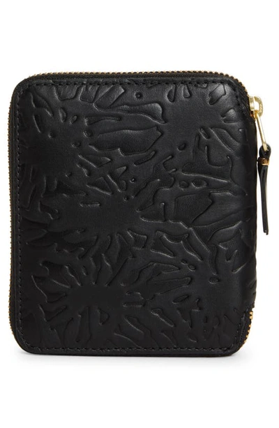 Shop Comme Des Garçons Forest Embossed Leather Zip Wallet In Black
