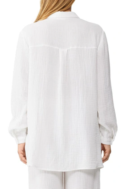 Eileen Fisher Easy Classic Organic Cotton Button-up Shirt In White