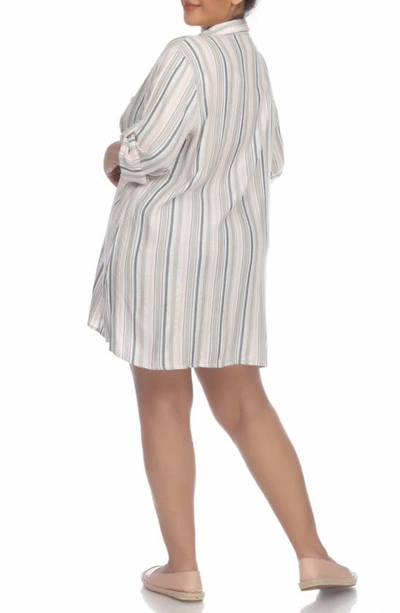 Boho Me Stripe Collared Shirtdress In Black Stripe
