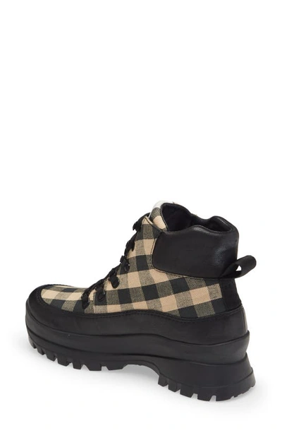 Shop Loeffler Randall Owen Hiker Boot In Black/ Tan/ Black Check