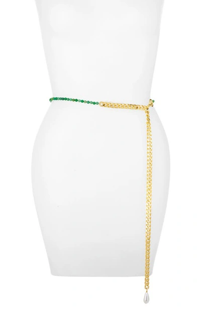 Shop Vidakush 50/50 Jade Belly Chain In Gold