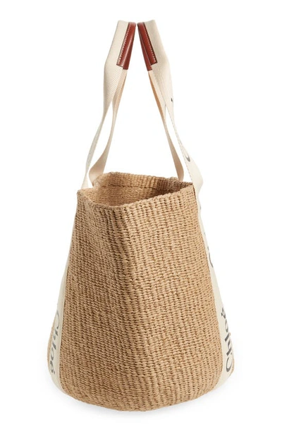 Chloé Woody Large Straw Basket Bag In White