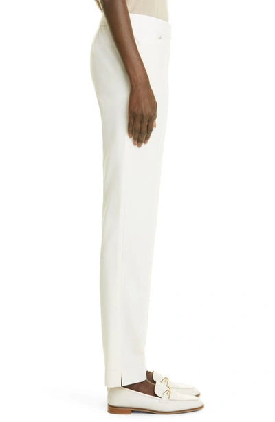 Shop Lafayette 148 Irving Skinny Stretch Wool Pants In Ivory
