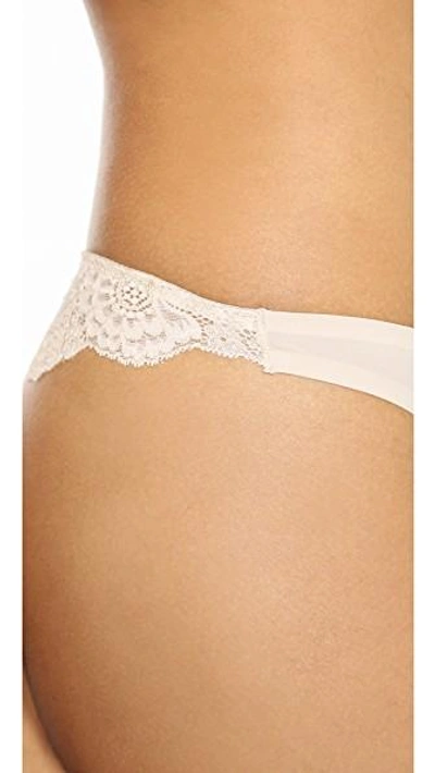 Shop Stella Mccartney New Stella Smooth & Lace Thong In Light Rose
