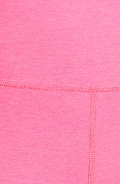 Shop Beyond Yoga Keep Pace Space Dye Bike Shorts In Electric Pink Heather
