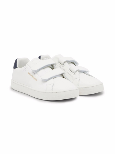 Shop Palm Angels Boys White Leather Sneakers