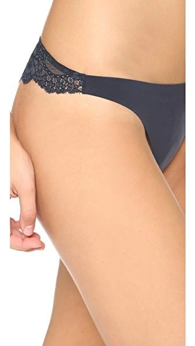 Shop Stella Mccartney New Stella Smooth & Lace Thong In Night Sky