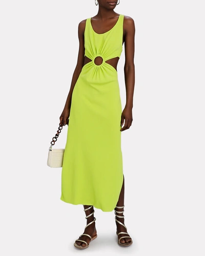 Shop Solid & Striped The Bailey Cut-out Midi Dress In Green-lt