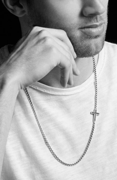 David Yurman Men's Streamline Cross Necklace With Black Diamonds In Silver,  3.6mm In Black/silver | ModeSens