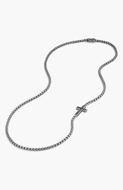 Shop David Yurman Pavé Cross Necklace With Diamonds In Black Diamond