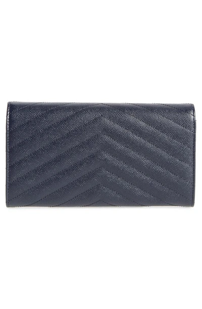 Shop Saint Laurent Matelassé Leather Envelope Wallet In Bleu Fonce