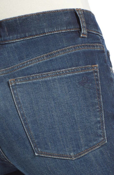 Shop Dl1961 Patti High Waist Raw Hem Straight Leg Jeans In Dark Frayed Vintage