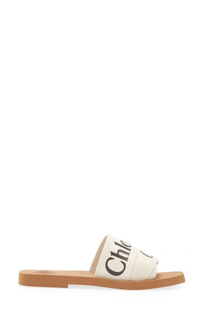 Shop Chloé Woody Logo Slide Sandal In White