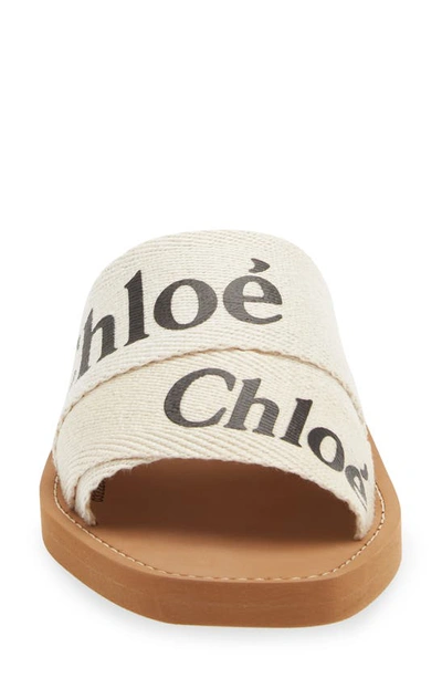 Shop Chloé Woody Logo Slide Sandal In White