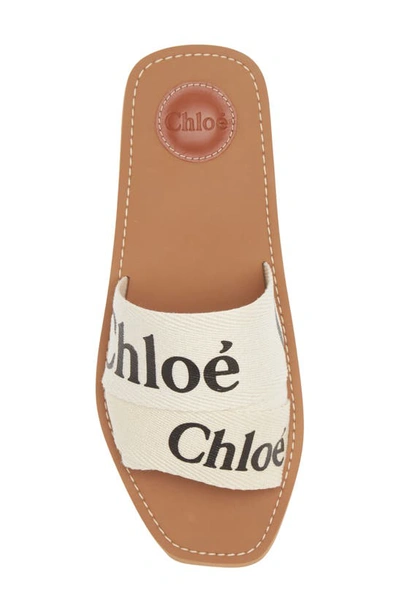 Shop Chloé Woody Logo Slide Sandal In White