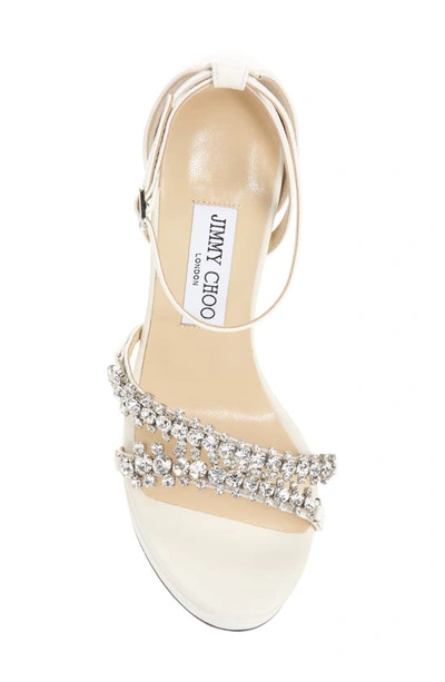 Shop Jimmy Choo Bing Crystal Embellished Platform Wedge Sandal In Latte/ Crystal