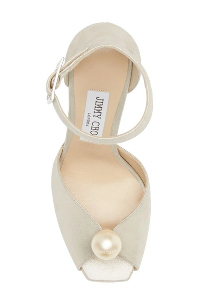 Shop Jimmy Choo Socorie Ankle Strap Peep Toe Platform Sandal In Champagne/ White