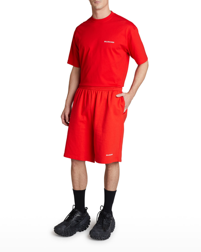 Shop Balenciaga Men's Terry Vintage Logo Sweat Shorts In Roug Multi