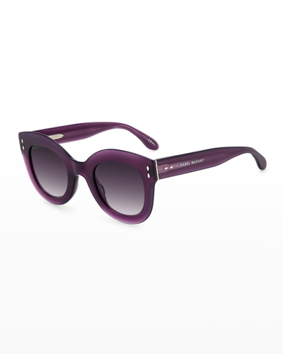 Shop Isabel Marant Round Acetate & Metal Sunglasses In Violet