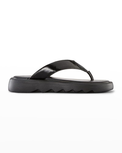 Shop Cougar Jacy Patent Leather Thong Sandals In Black