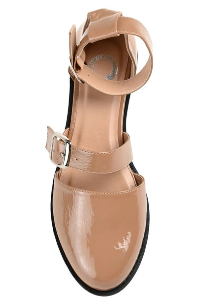 Journee Collection Constance Buckle Strap Flat In Mocha