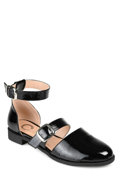 Shop Journee Collection Constance Buckle Strap Flat In Black