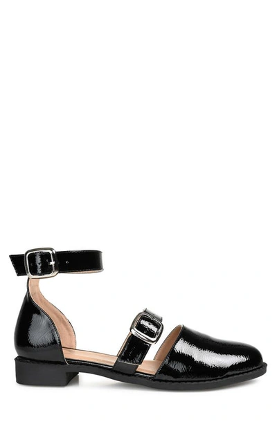 Shop Journee Collection Constance Buckle Strap Flat In Black