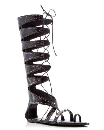 Shop Ivy Kirzhner Sorcerer Stud Gladiator Lace Up Flat Sandals In Black