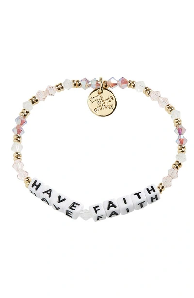 Shop Little Words Project Have Faith Stretch Bracelet In Blush Multi