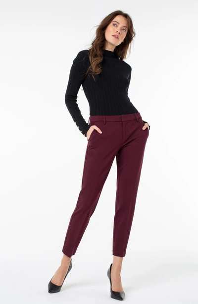 Shop Liverpool Kelsey Knit Trousers In Cocoa Burgundy