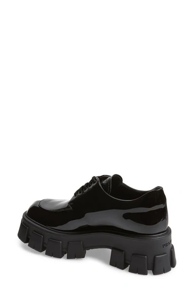 Shop Prada Lug Sole Oxford In Black Patent