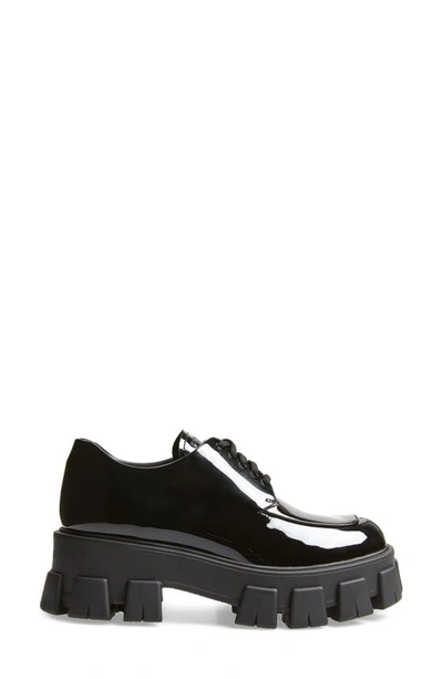 Shop Prada Lug Sole Oxford In Black Patent