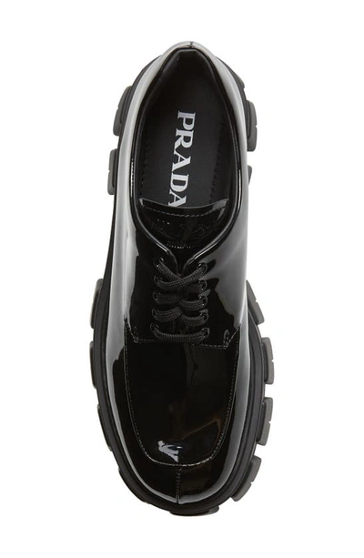 Shop Prada Lug Sole Oxford In Black Patent