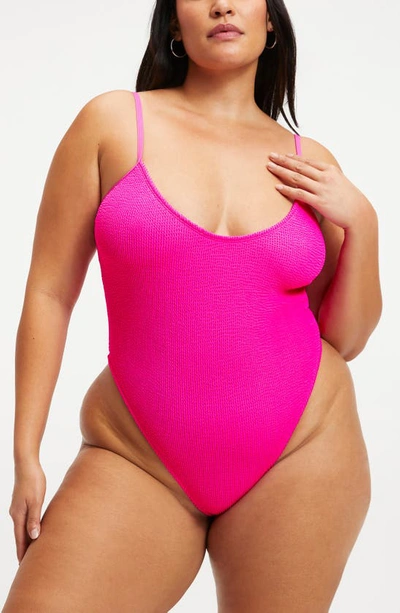 Shop Good American Always Fits One-piece Swimsuit In Hawiian Pink 001