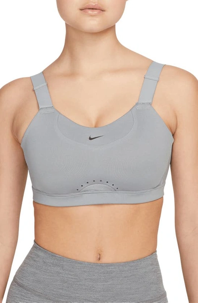 Shop Nike Dri-fit Alpha Sports Bra In Particle Grey/ Platinum/ Black