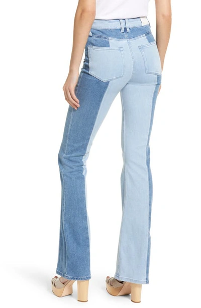 Shop Paige Laurel Canyon High Waist Two-tone Bootcut Jeans In Ocean Blues