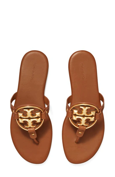 Shop Tory Burch Metal Miller Soft Leather Sandal In Bourbon Miele
