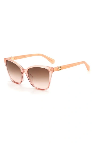 Shop Kate Spade Amiyah 56mm Gradient Polarized Cat Eye Sunglasses In Peach/ Brown Pink Gradient