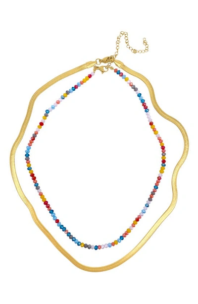 Shop Adornia Water Resistant Rainbow Beaded Layered Necklace In Multi