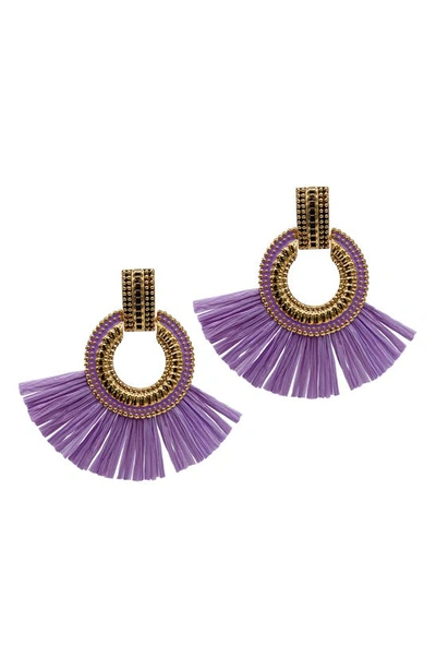 Shop Adornia Mixed Media Fringe Dangle Earrings In Purple