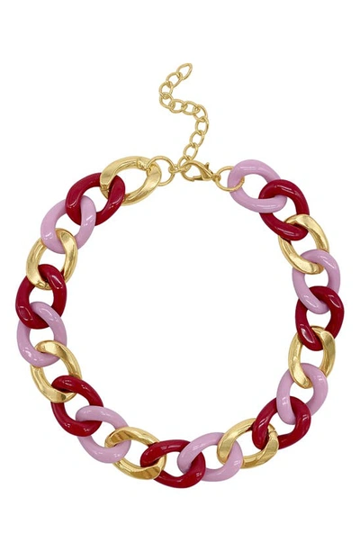 Shop Adornia Pink Curb Chain Necklace In Multi