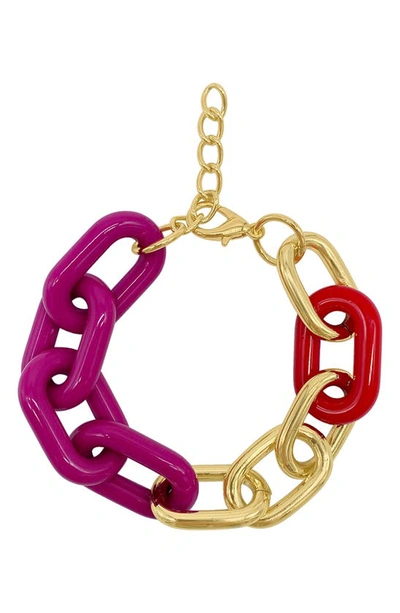 Adornia 14k Plated Oversized Link Bracelet In Multi