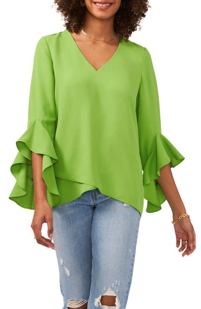 Shop Vince Camuto Flutter Sleeve Tunic In Kiwi