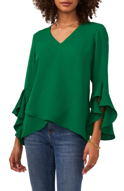 Shop Vince Camuto Flutter Sleeve Tunic In Rich Meadow