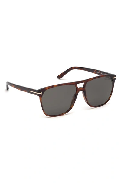 Shop Tom Ford 59mm Shelton Polarized Square Sunglasses In Red Havana/ Smoke